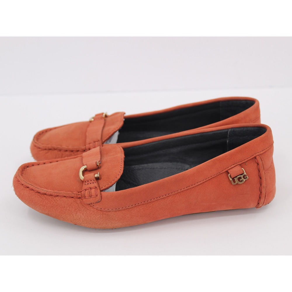 UGG Callen Nubuck Leather Driving Loafers Size 5.5 Terracota Gold Hardware Mocs - Picture 5 of 9